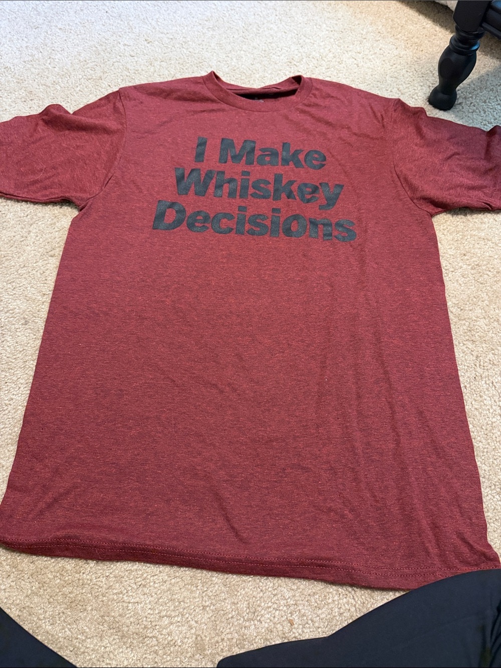 Hybrid Apparel Men's Heather Red Graphic Tee - 'I Make Whiskey Decisions'
